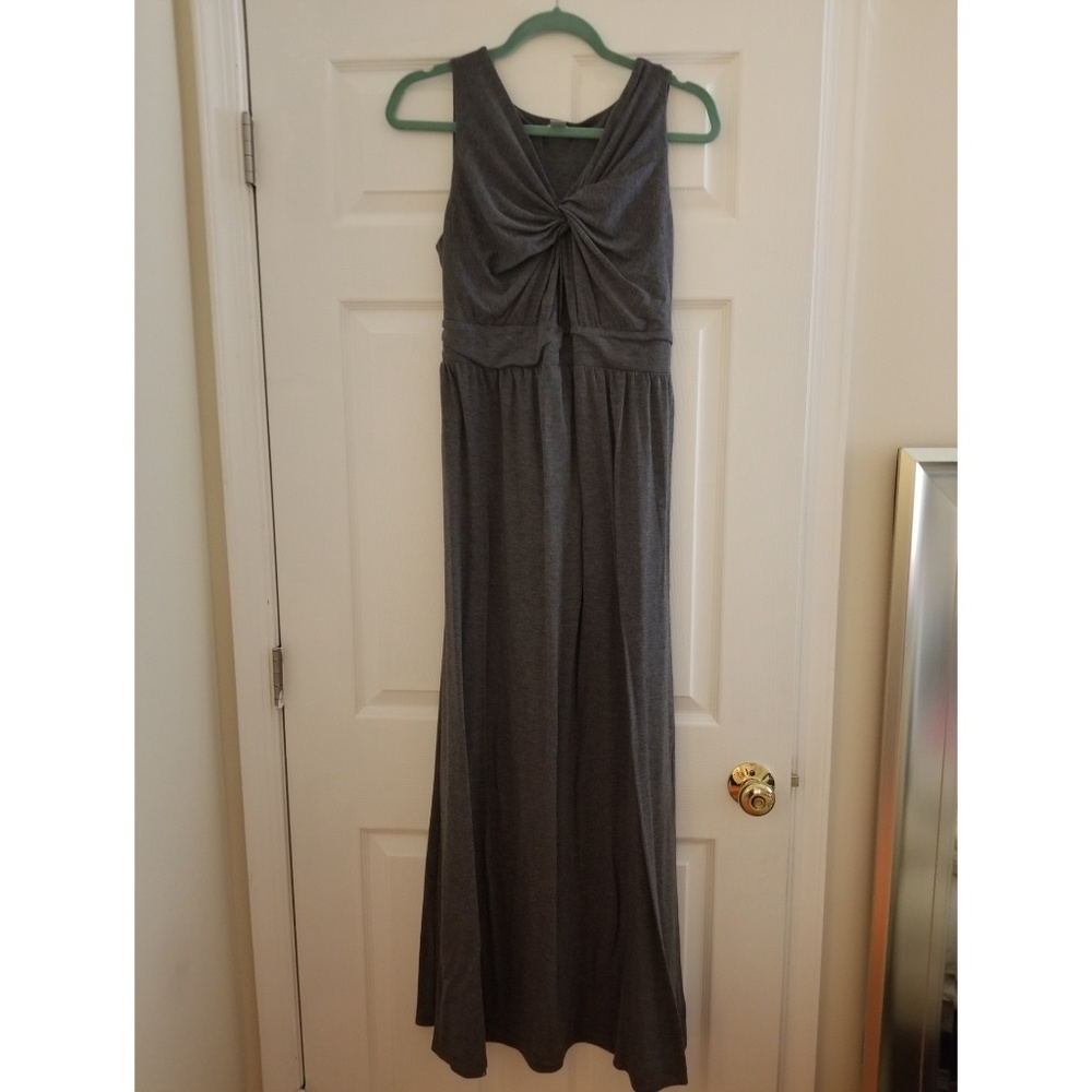 Motherhood maternity gray maxi dress twist front M